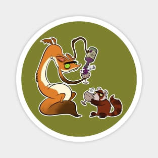 Boozy Grapes Time with Fox Dragon and Red Panda Magnet